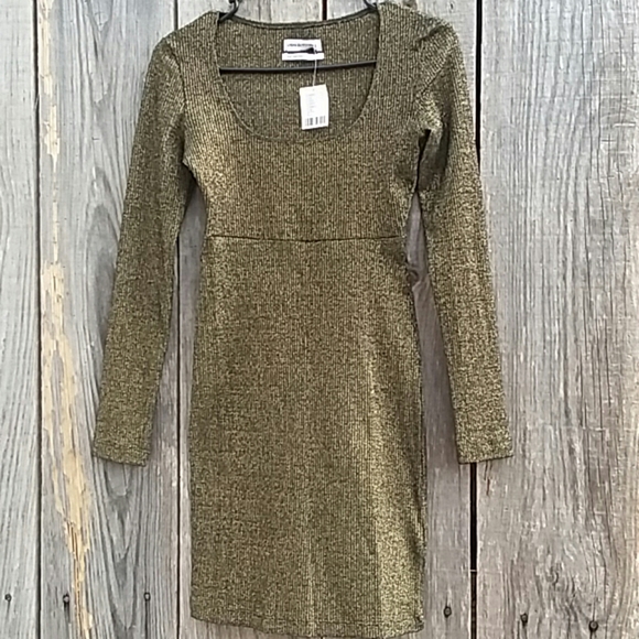 NWT  Gold Black Long Sleeve Dress US Size Small - Picture 2 of 8